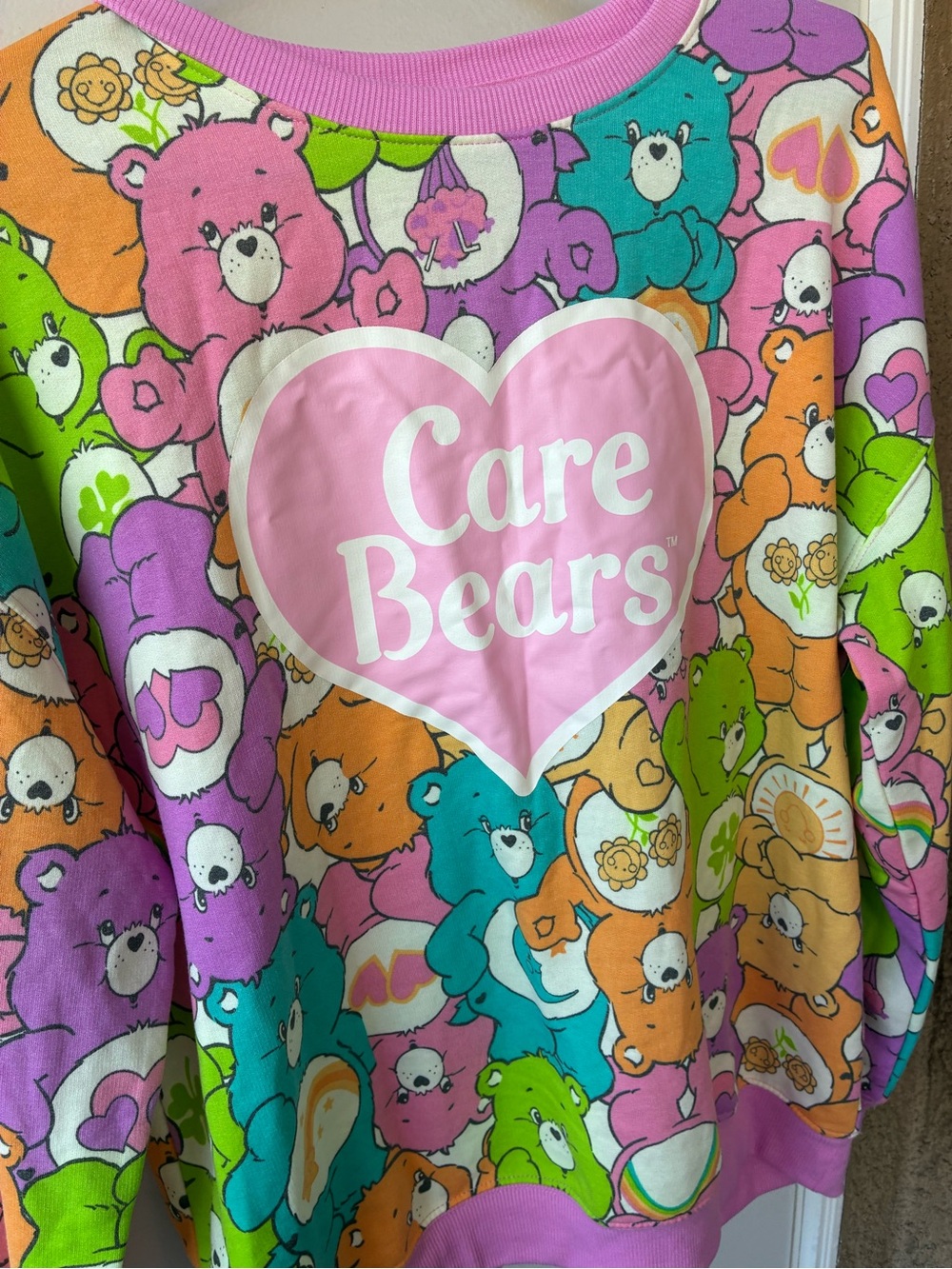 Care Bears Multicolor All-Over Print Crewneck Sweatshirt with Pink Heart Logo - Picture 2 of 4